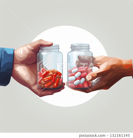 Hands Exchanging Medicine A Conceptual Image Representing Healthcare and Pharmaceuticals. Hands Exchanging Medicine A Conceptual Image Representing Healthcare and Pharmaceuticals. 132161145