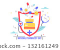 National Pharmacists Day Vector Illustration Featuring a Doctor, Medicine, and Pills in a Healthcare Themed Flat Style Cartoon Background 132161249