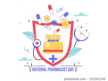 National Pharmacists Day Vector Illustration Featuring a Doctor, Medicine, and Pills in a Healthcare Themed Flat Style Cartoon Background National Pharmacists Day Vector Illustration Featuring a Doctor, Medicine, and Pills in a Healthcare Themed Flat Style Cartoon Background 132161249