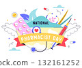 National Pharmacists Day Vector Illustration Featuring a Doctor, Medicine, and Pills in a Healthcare Themed Flat Style Cartoon Background 132161252