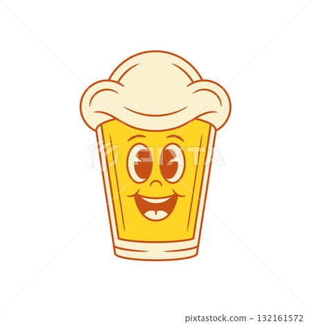 Funky smiley beer glass cartoon character laughing vector flat illustration Funky smiley beer glass cartoon character laughing vector flat illustration 132161572