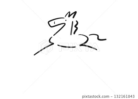 Simple running horse in ink painting 2026 New Year's material Monochrome Text space Simple running horse in ink painting 2026 New Year's material Monochrome Text space 132161843