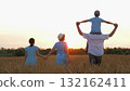 happy family, parents man woman holding children hands sunset park, mother father parents kid outdoors nature, vacation cultivation outdoors, family planting seeds, sunset family portrait, family farm 132162411