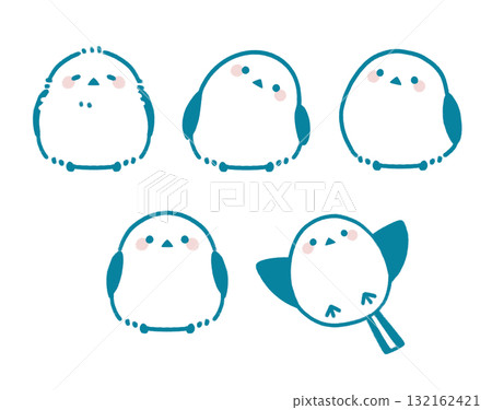 藍長尾山雀套裝素材 132162421