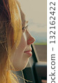 Blonde girl, car journey, smiling through window, sunlight reflections, enjoying ride, adventure mood, positive emotions, natural beauty, travel excitement, bright day, Woman looking out of car, smile 132162422
