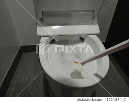 Cleaning the toilet 132162442