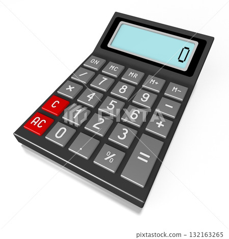 Black calculator on white background 132163265