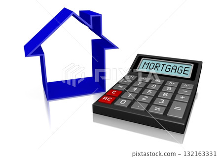 Calculator and house shape - buying a house concept 132163331