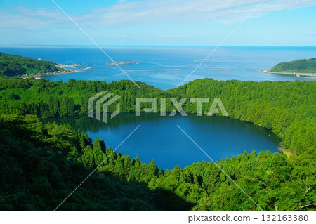 Scenery of Ninomegata and Toga Bay on the Oga Peninsula with the horizon of the Sea of Japan in the background Ver.1 132163380