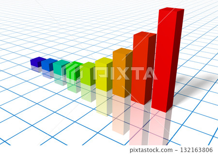 Colorful bar chart isolated on white background with grid 132163806