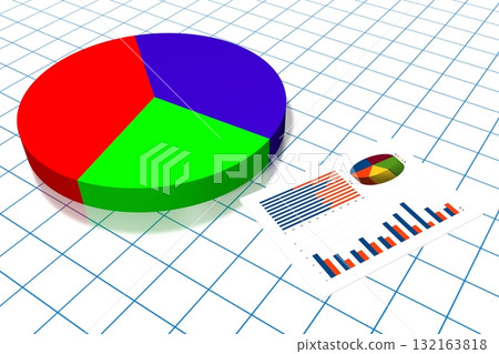 3D business chart illustration, grid in background 132163818