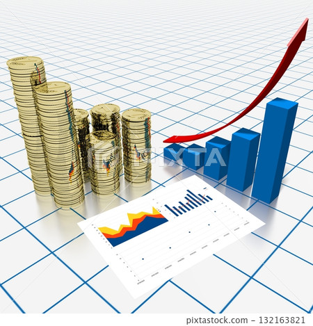 3D business chart illustration, grid in background 3D business chart illustration, grid in background 132163821