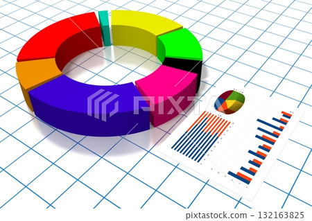 3D business chart illustration, grid in background 3D business chart illustration, grid in background 132163825