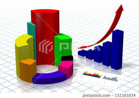 3D business chart illustration, grid in background 3D business chart illustration, grid in background 132163834