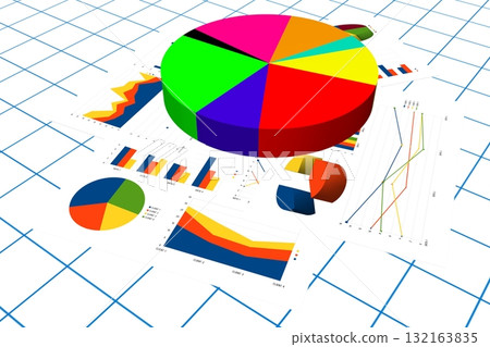 3D business chart illustration, grid in background 3D business chart illustration, grid in background 132163835