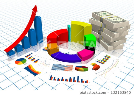 3D business chart illustration, grid in background 132163840