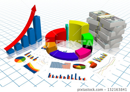 3D business chart illustration, grid in background 132163841