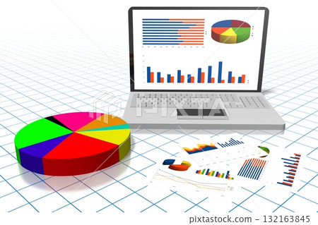 3D business chart illustration, grid in background 132163845