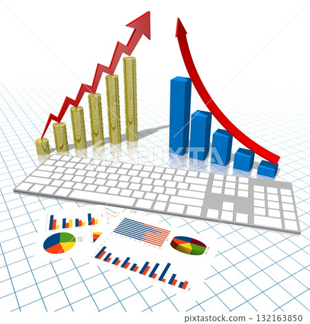 3D business chart illustration, grid in background 132163850