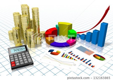 3D business chart illustration, grid in background 3D business chart illustration, grid in background 132163865