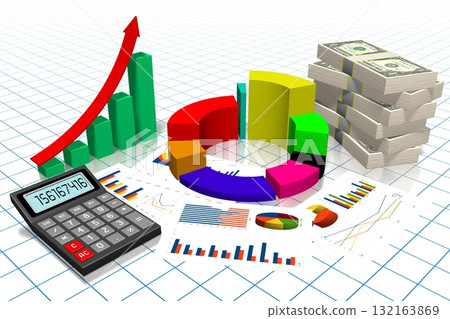 3D business chart illustration, grid in background 132163869