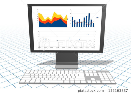3D business chart illustration, grid in background 3D business chart illustration, grid in background 132163887