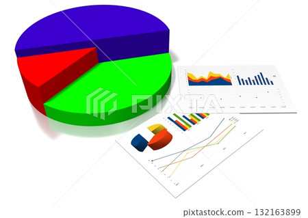 3D business chart illustration, white background 132163899