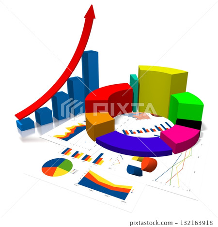 3D business chart illustration, white background 132163918