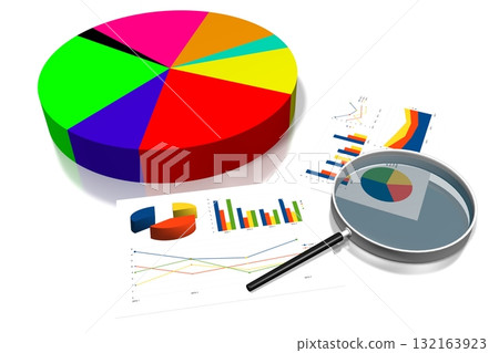 3D business chart illustration, white background 132163923