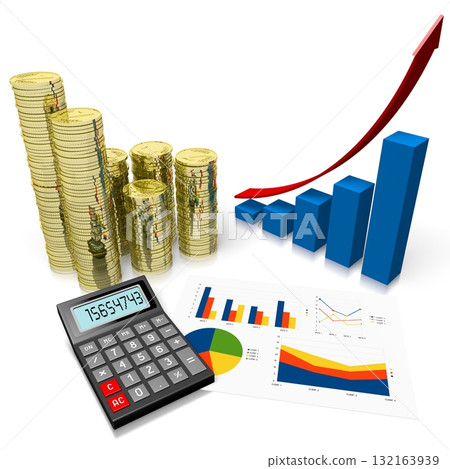 3D business chart illustration, white background 132163939