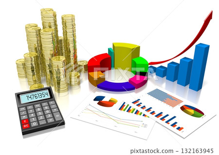 3D business chart illustration, white background 3D business chart illustration, white background 132163945