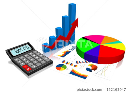 3D business chart illustration, white background 132163947