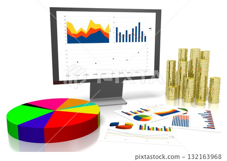 3D business chart illustration, white background 3D business chart illustration, white background 132163968
