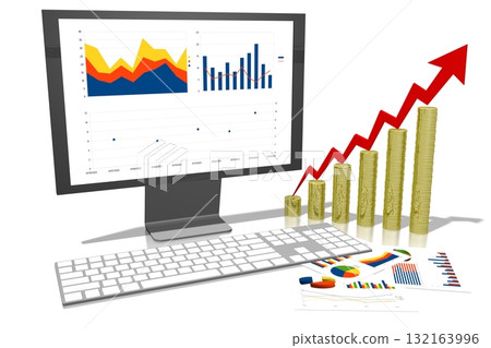 3D business chart illustration, white background 132163996