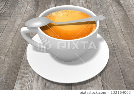 3D cup of coffee, wood in background 3D cup of coffee, wood in background 132164003