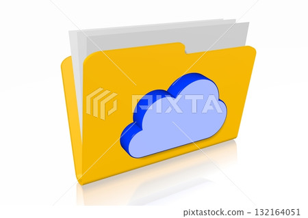 Folder with documents and cloud icon - sharing concept 132164051