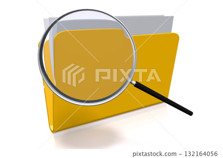 Folder with documents and magnifying glass Folder with documents and magnifying glass 132164056
