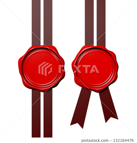 Two seals with ribbons isolated on white background Two seals with ribbons isolated on white background 132164476