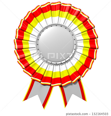 Yellow and red round badge with ribbon - award concept 132164503