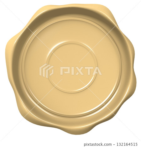Retro golden round wax seal isolated on white background Retro golden round wax seal isolated on white background 132164515