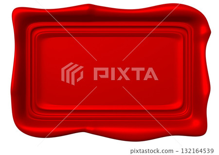 Red, rectangural wax seal isolated on white background 132164539