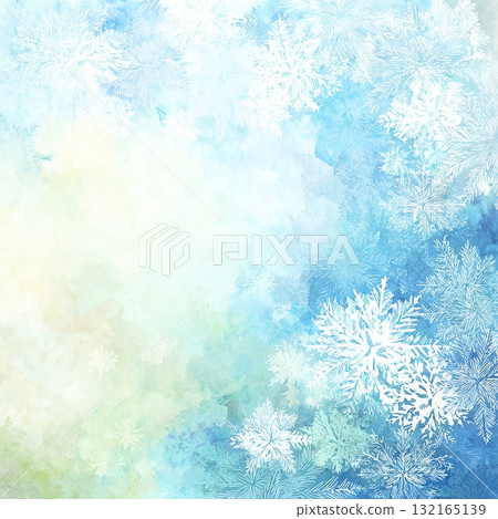 Beautiful winter frost design with delicate snowflakes and soft blue hues creating a serene and calming atmosphere 132165139