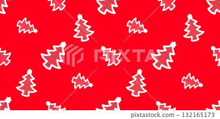 christmas tree pattern seamless polka dot half tone vector cartoon doodle scarf isolated gift wrapping paper tile wallpaper repeat background illustration design red 132165173