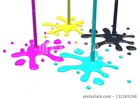 CMYK - cyan, magenta, yellow and black ink blots CMYK - cyan, magenta, yellow and black ink blots 132165298