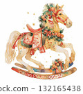 Colorful rocking horse decorated with festive elements brings joy during holiday season in cozy setting 132165438