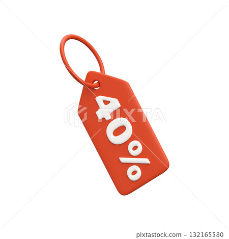 3D red price tag with 40 percent discount, symbol of sale, promotion or special offers 3D red price tag with 40 percent discount, symbol of sale, promotion or special offers 132165580