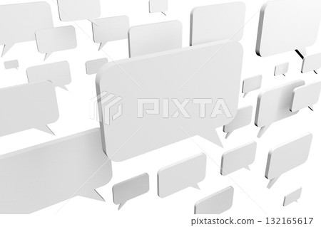 Many speech bubbles isolated on white background - communication concept 132165617