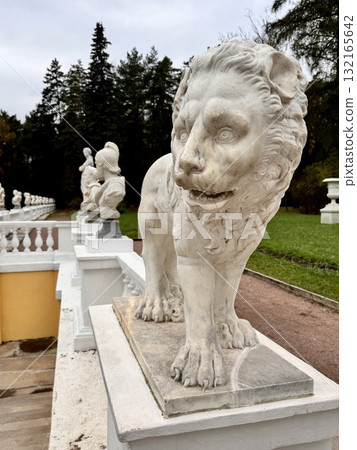 antique sculptures in the park in autumn 132165642