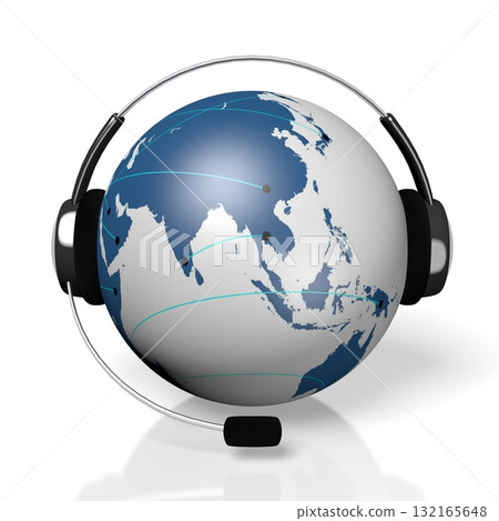 World map with headset - customer support concept 132165648
