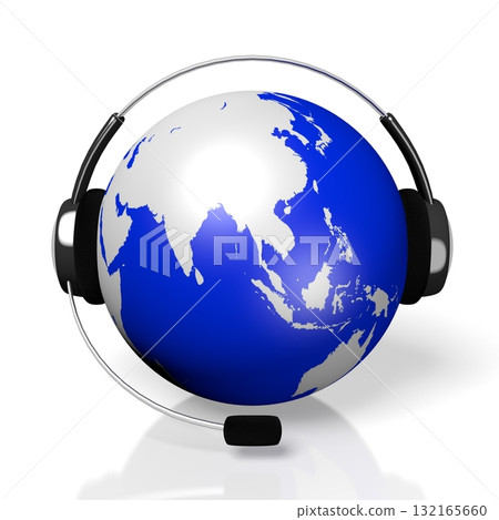 World map with headset - customer support concept 132165660